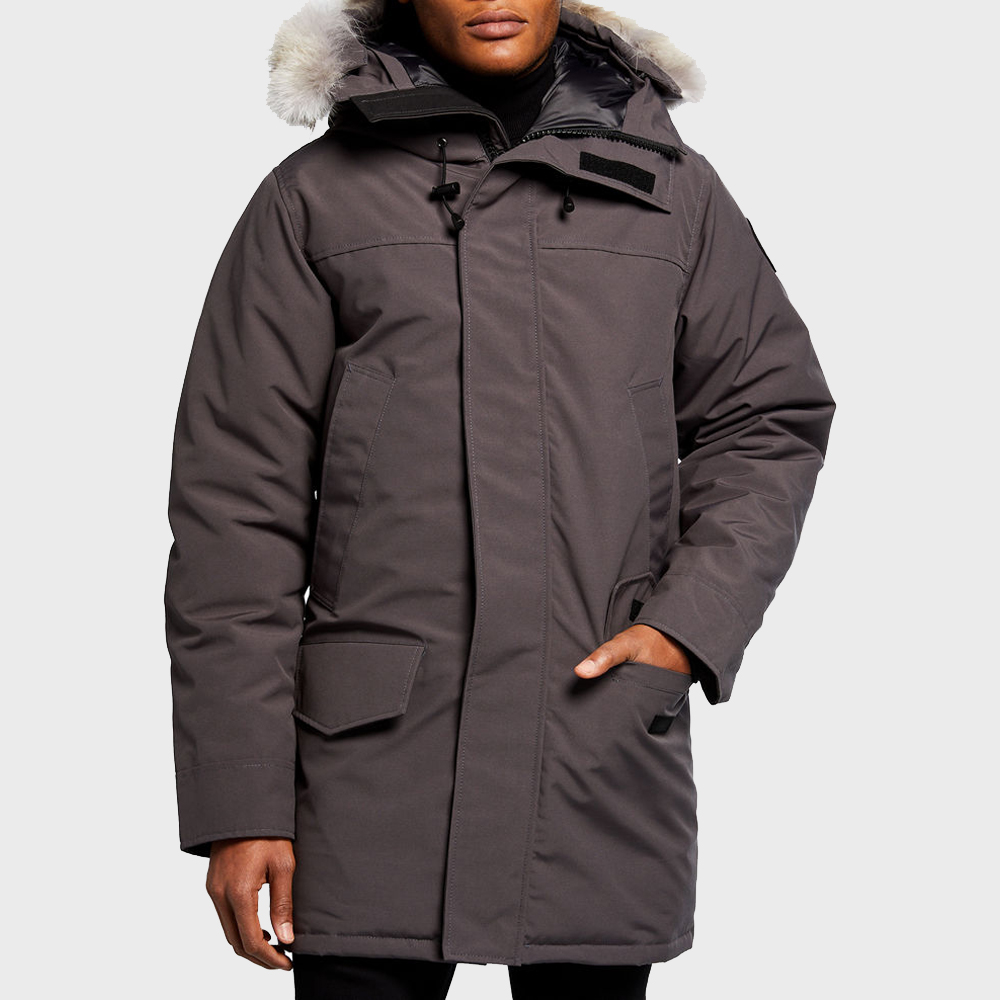 Highisa Mens Warm Fur Collar Winter Quilted Removable Hood Parka Coat 